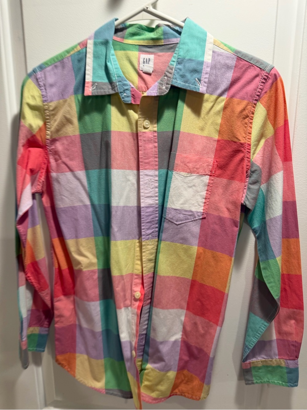 Gap Kids Colorful Plaid Button-Down Shirt XXL 14–16
